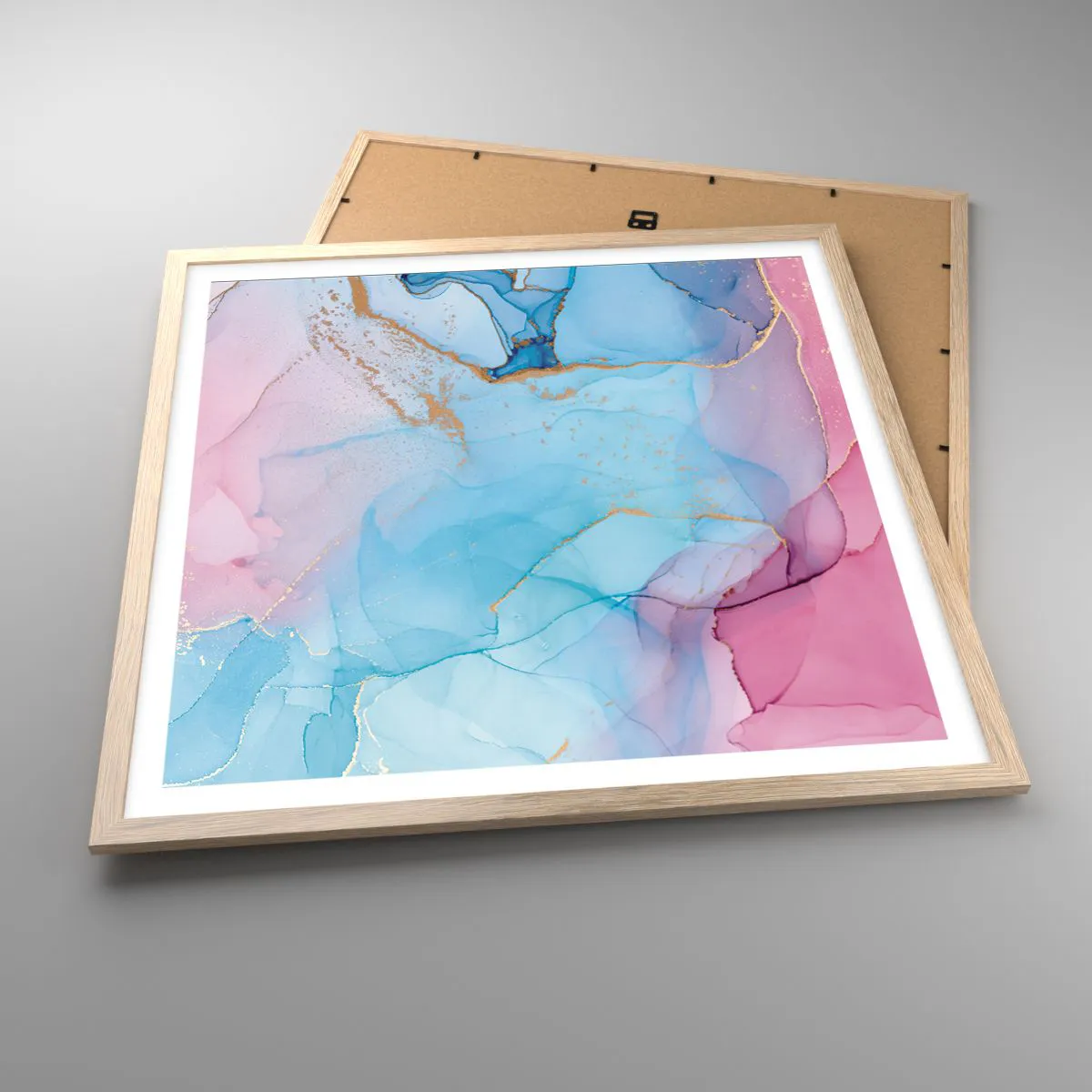 Plakat i ramme af lyst egetræ - Møde og gennemtrængning - 60x60 cm