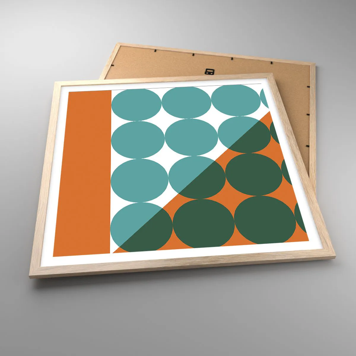 Plakat i ramme af lyst egetræ - Op og over - 60x60 cm