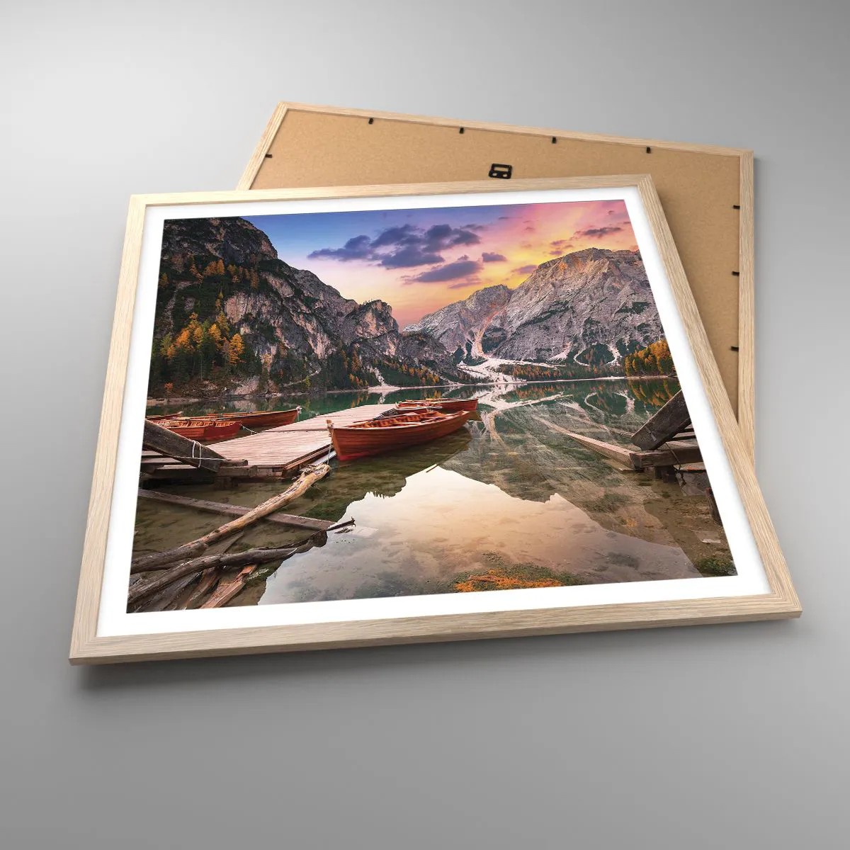 Poster in light oak frame - Promise of a Day - 60x60 cm