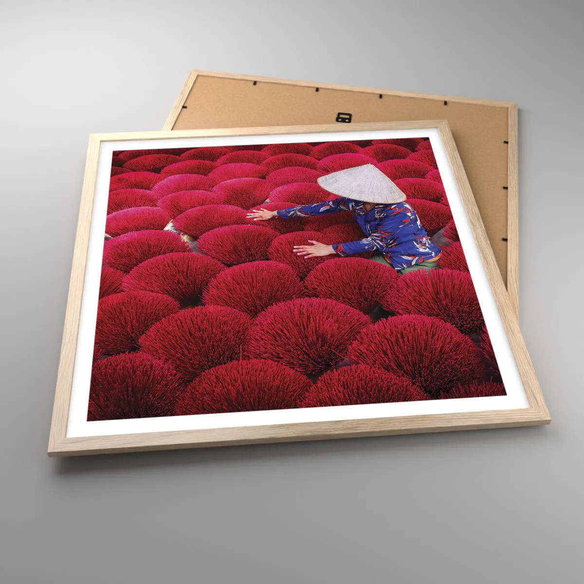 Plakat w ramie jasny dąb - Na ryżowym polu - 60x60 cm