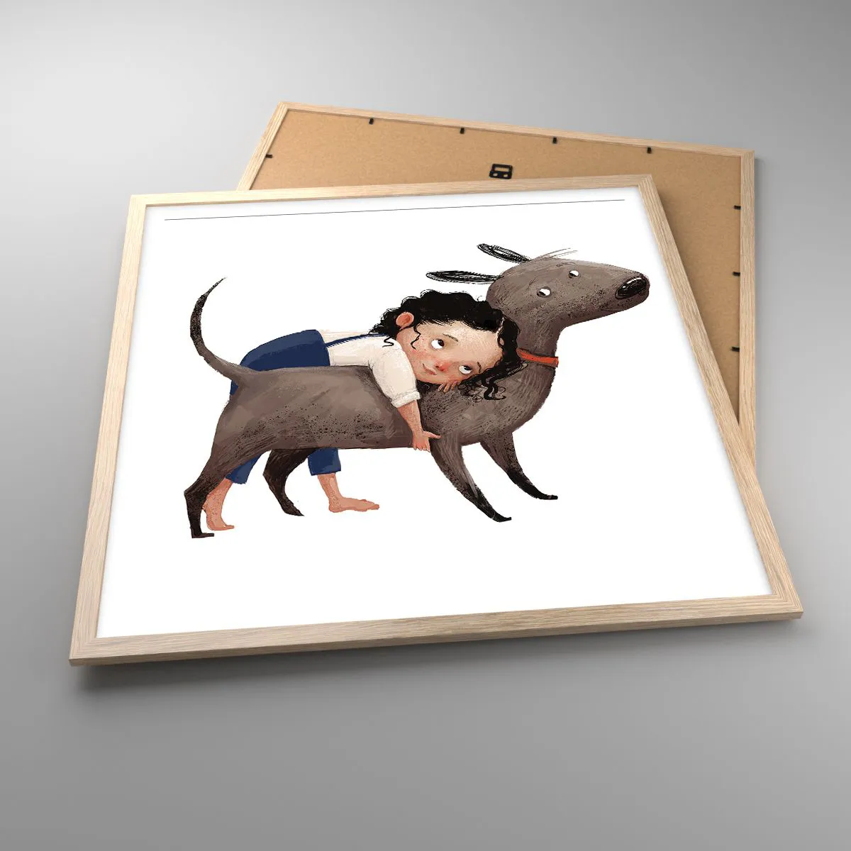 Poster in light oak frame - Best Friends - 60x60 cm