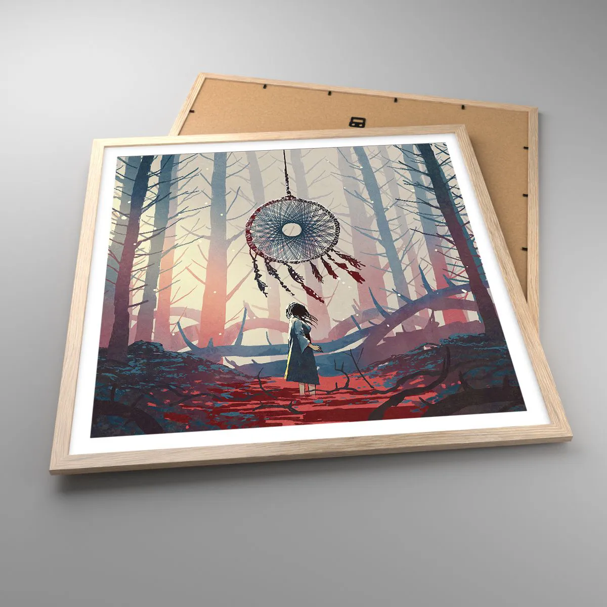 Pôster com moldura de carvalho claro - O ritual secreto da felicidade - 60x60 cm