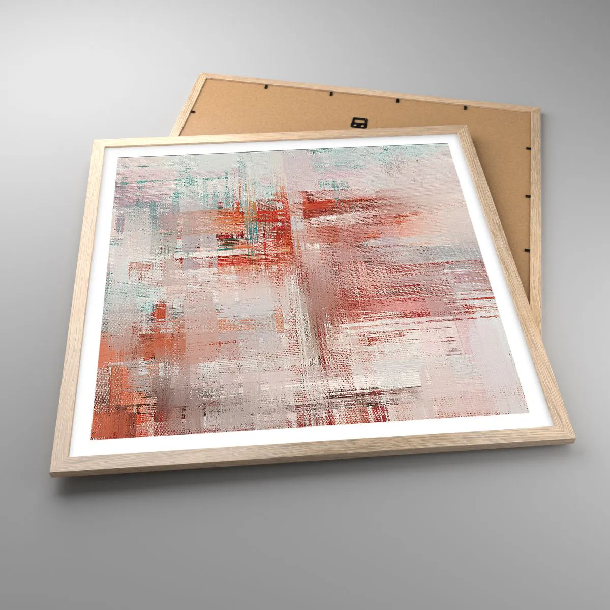 Pôster com moldura de carvalho claro - Nebuloso. Mas rosa - 60x60 cm