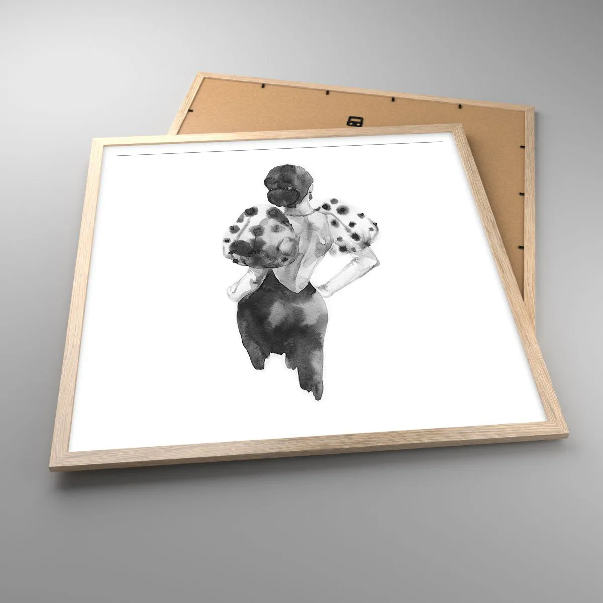 Pôster com moldura de carvalho claro - Ela passou por aqui - 60x60 cm