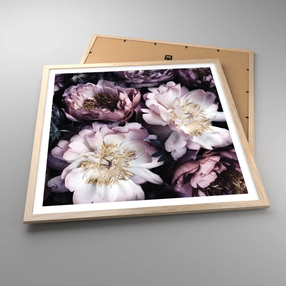 Poster in cornice rovere chiaro - Bouquet nel vecchio stile - 60x60 cm