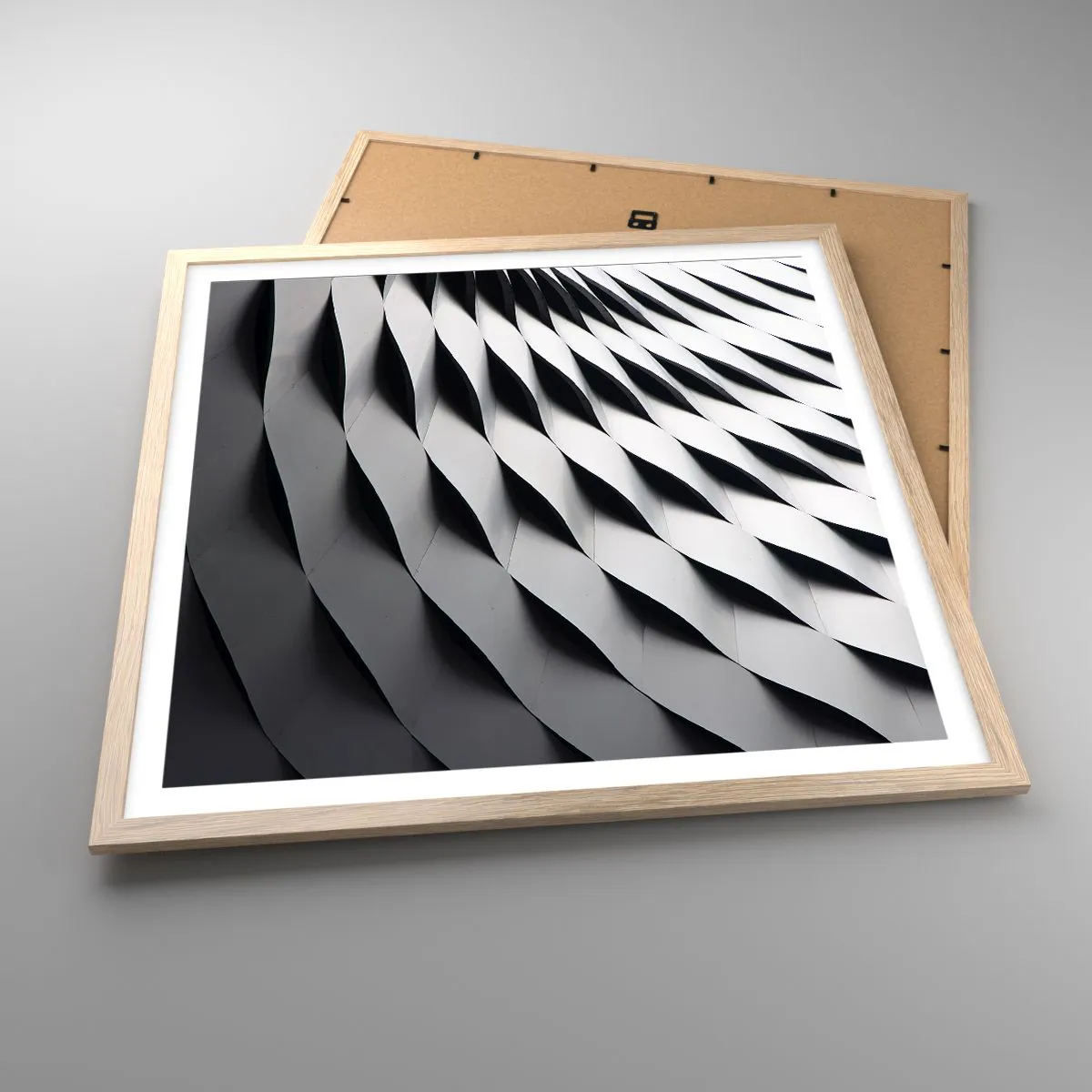 Poster in light oak frame - On the Surface of the Wave - 60x60 cm