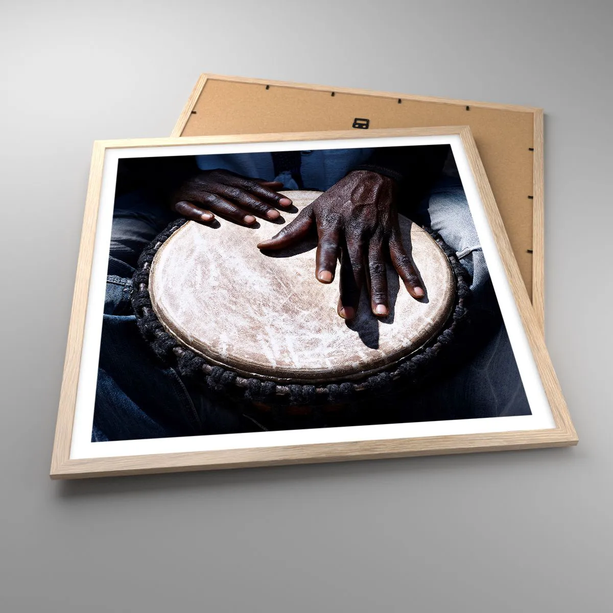 Een poster in een licht eiken lijst - Leef in je eigen ritme - 60x60 cm