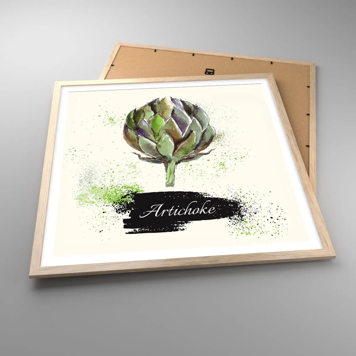 Poster in light oak frame - Eviva Vegetables! - 60x60 cm