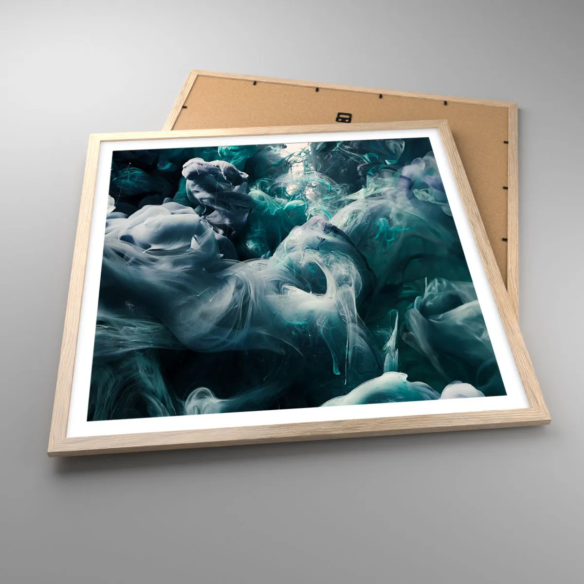 Plakat i ramme af lyst egetræ - Farvebevægelse - 60x60 cm