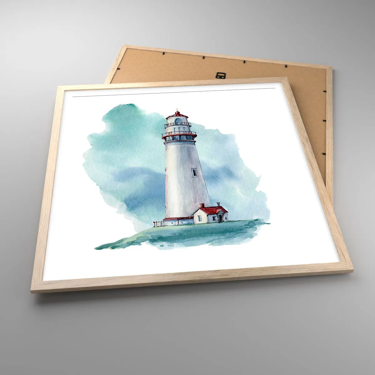 Pôster com moldura de carvalho claro - A gentil irmã do azul - 60x60 cm