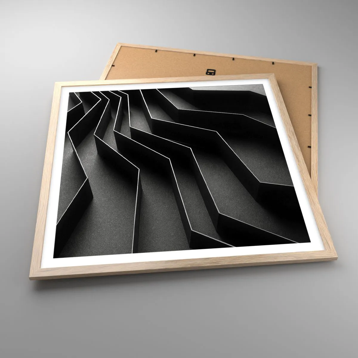 Affiche dans un chêne clair - Poster - Ordre spatial - 60x60 cm