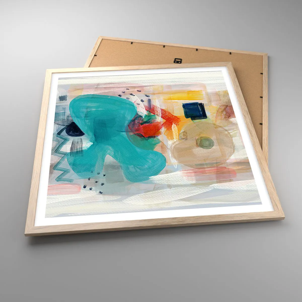 Poster in einem Rahmen aus heller Eiche - Buntes Spiel - 60x60 cm