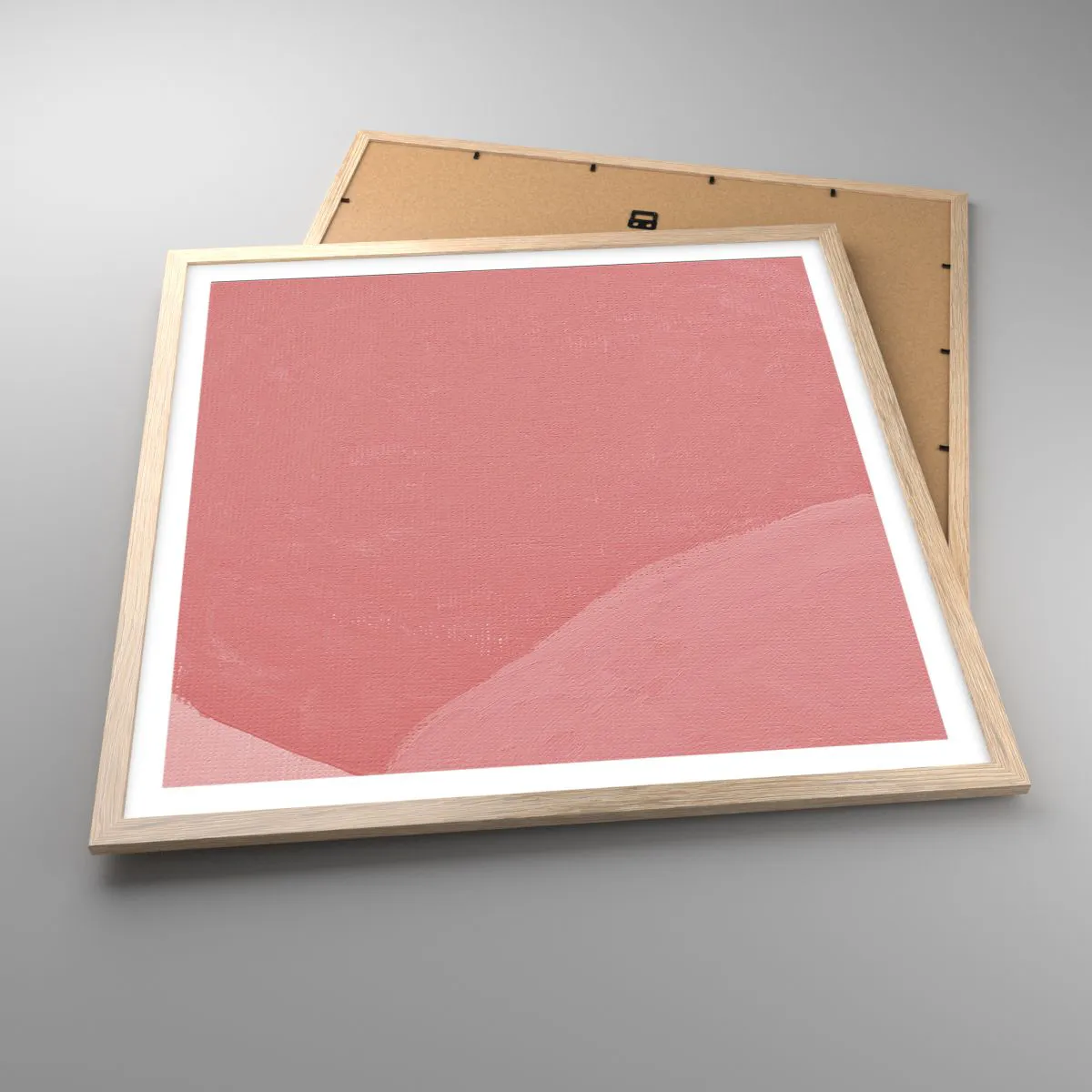 Póster en marco roble claro - Composición orgánica en rosa - 60x60 cm
