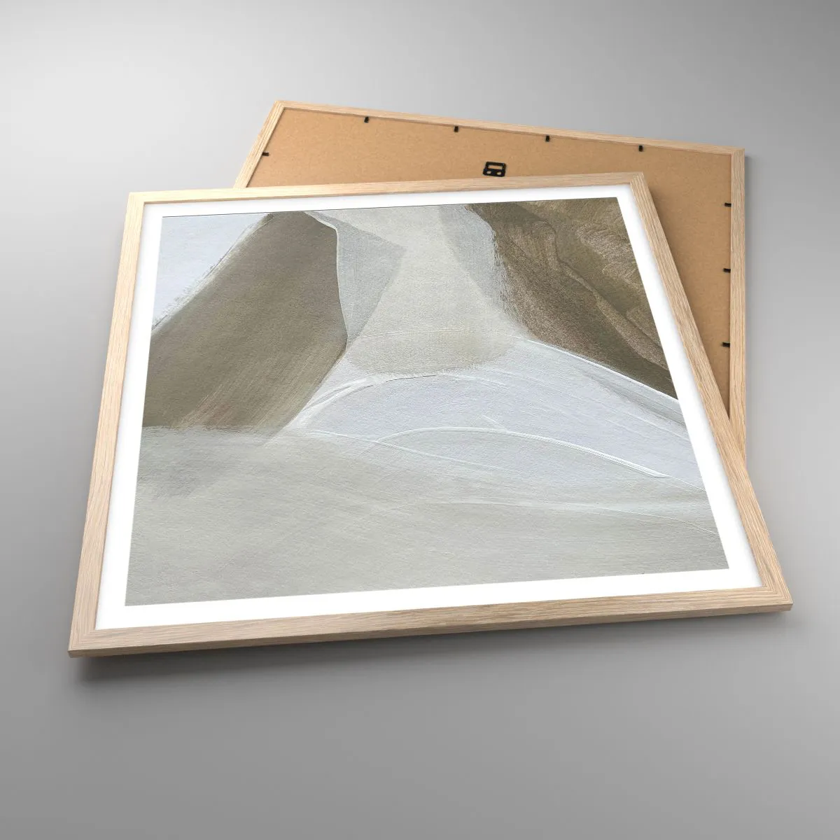 Plakat w ramie jasny dąb - Fala bieli - 60x60 cm