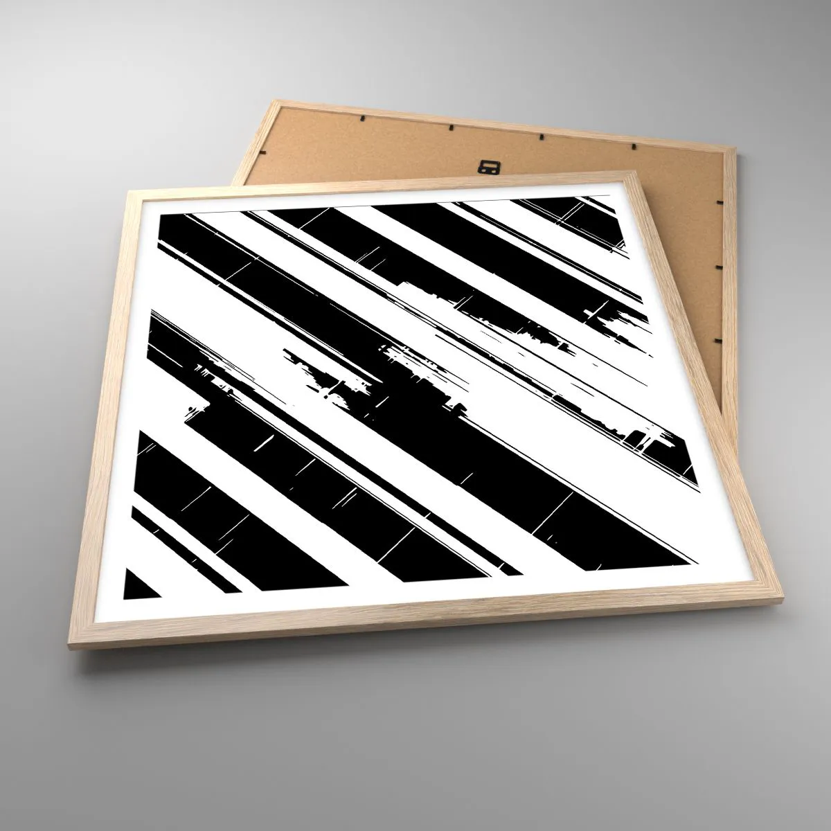 Een poster in een licht eiken lijst - Een intense en dynamische compositie - 60x60 cm