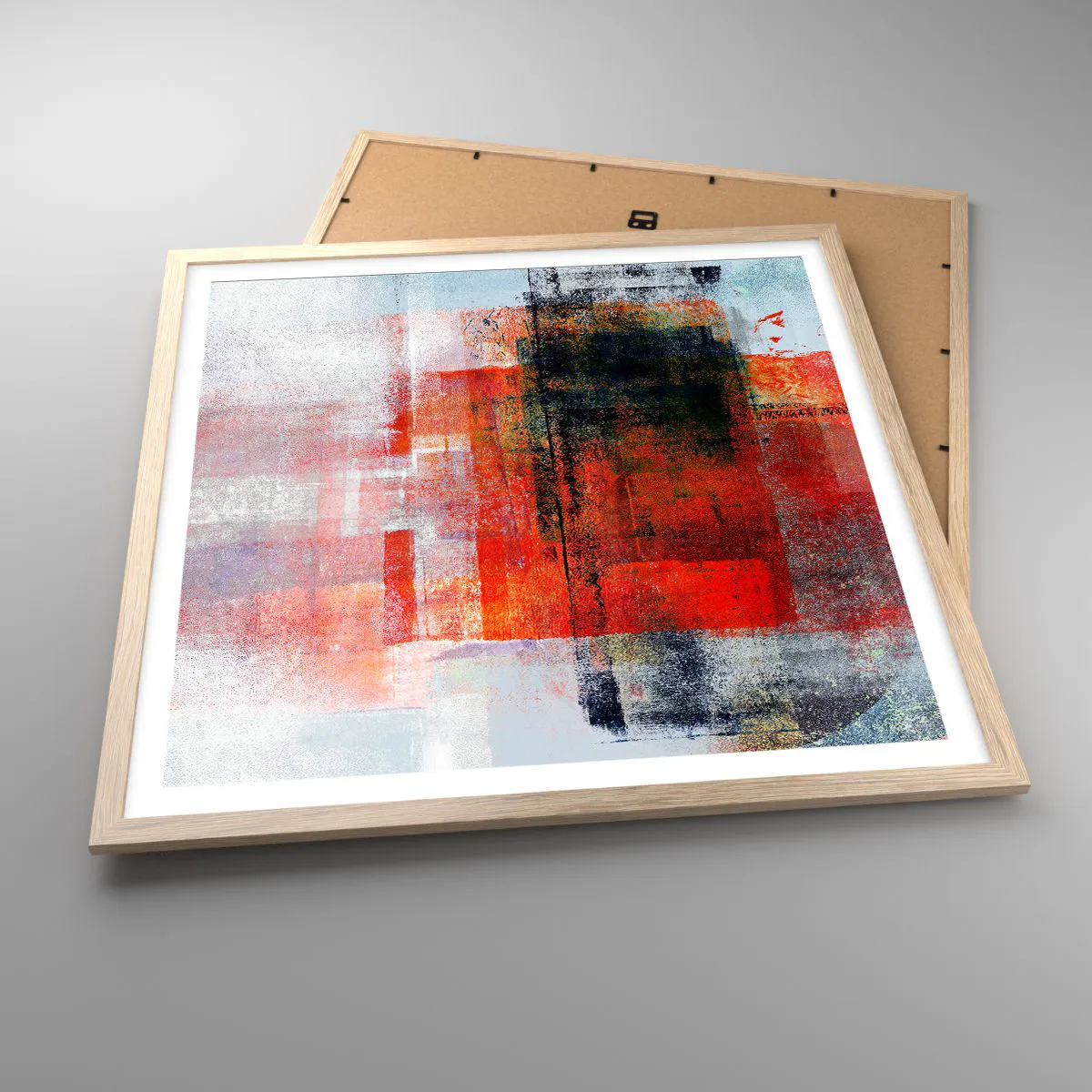 Poster in light oak frame - Glowing Composition - 60x60 cm