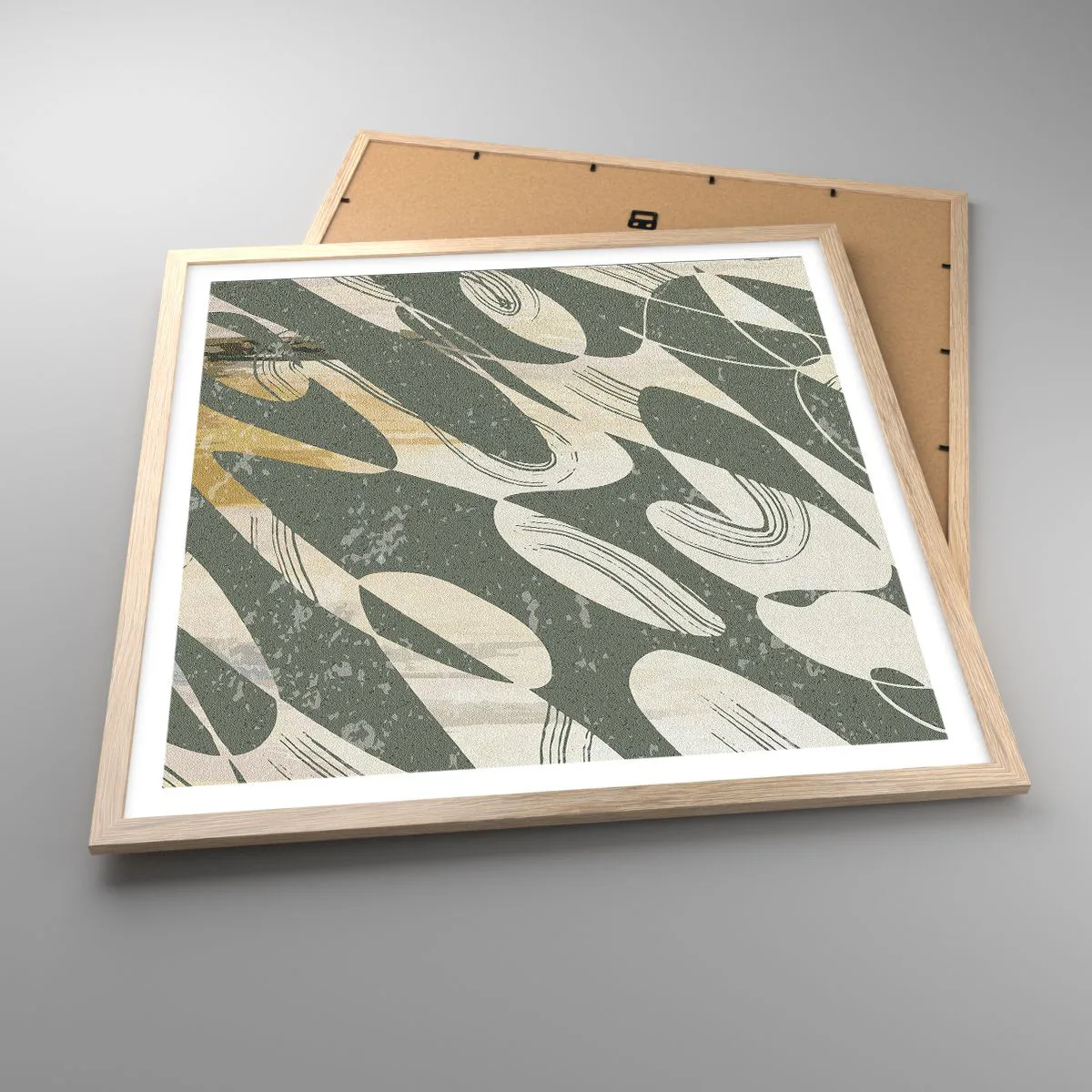 Plakat w ramie jasny dąb - Abstrakcja zrytmizowana - 60x60 cm