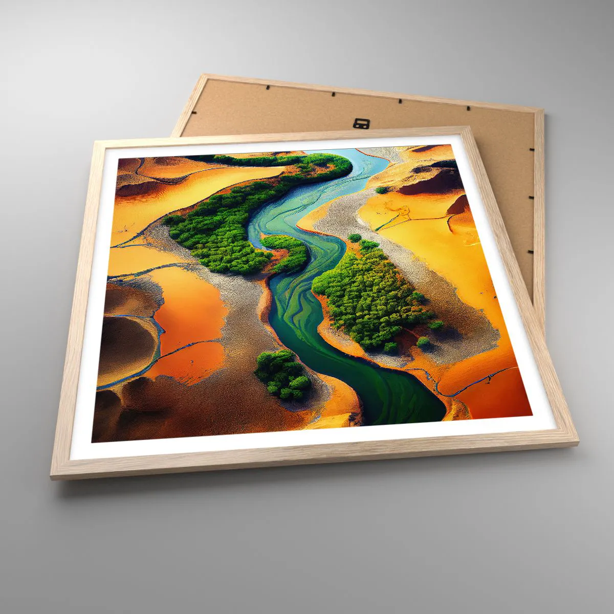 Poszter világos tölgy keretben - Életetadó folyó - 60x60 cm