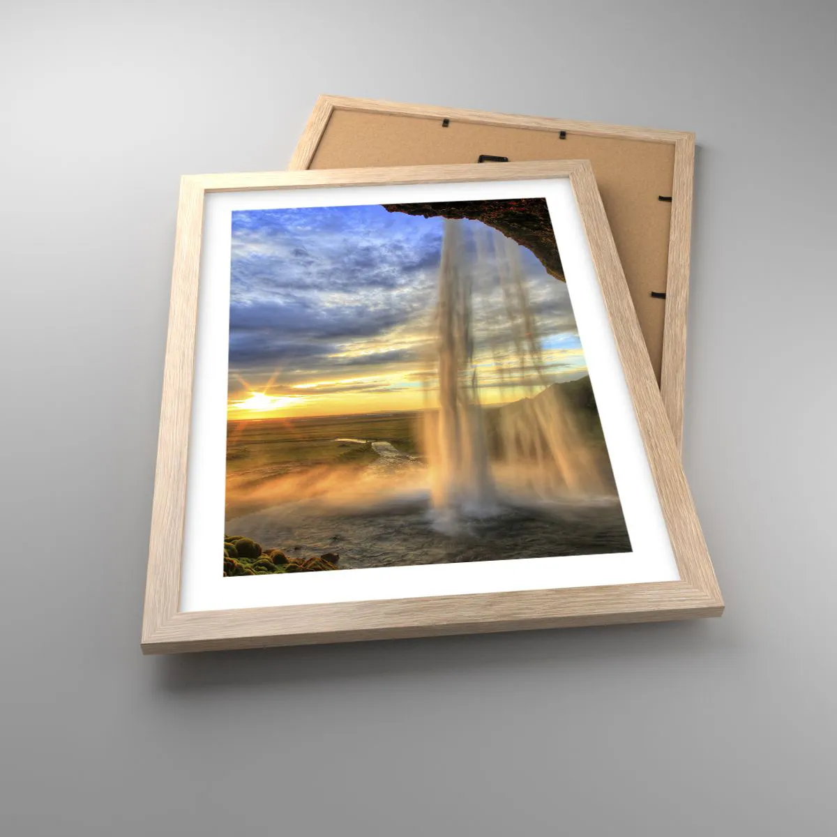 Poszter világos tölgy keretben - Cseppfátyol mögötti világ - 30x40 cm