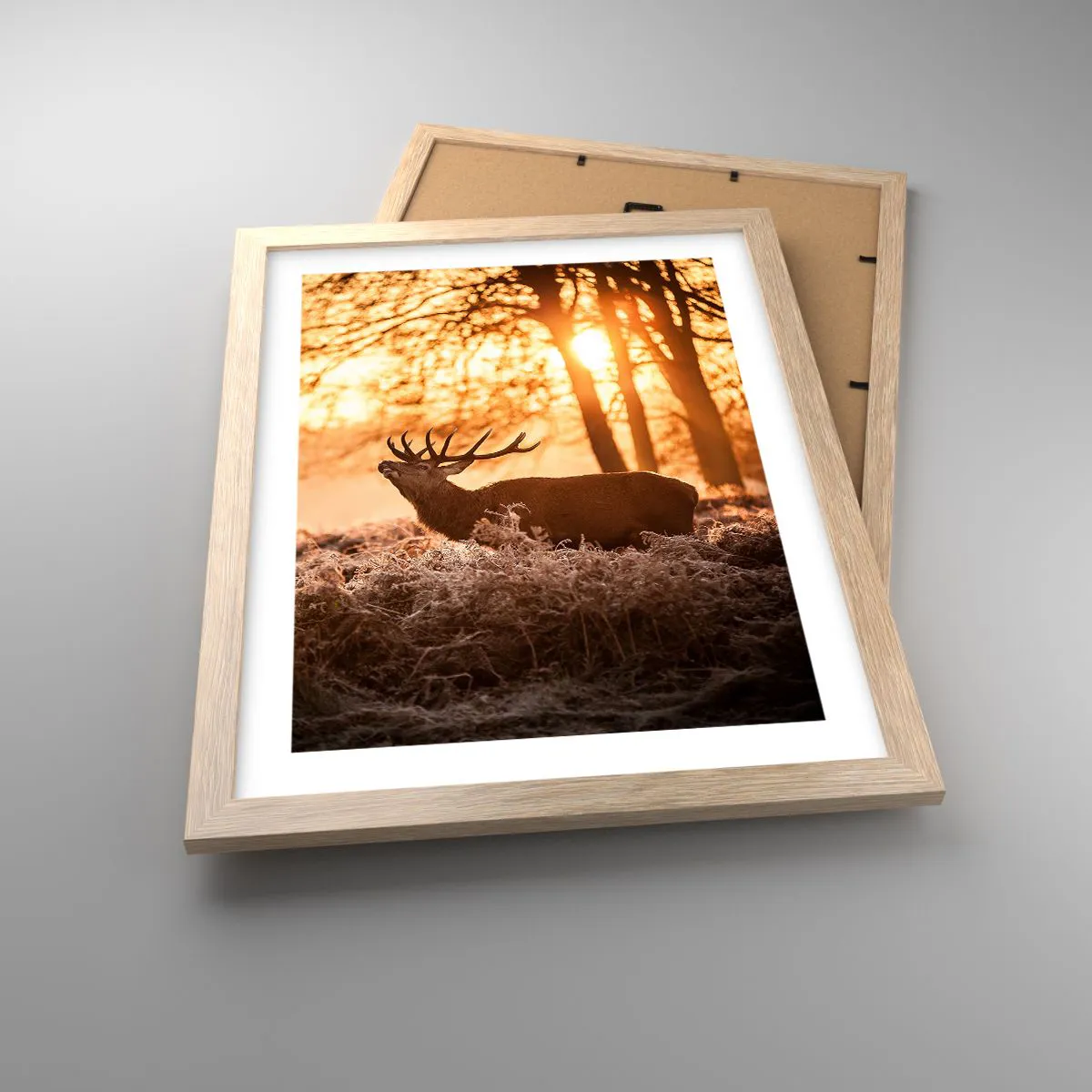 Poster in einem Rahmen aus heller Eiche - Der Traum eines Jägers - 30x40 cm