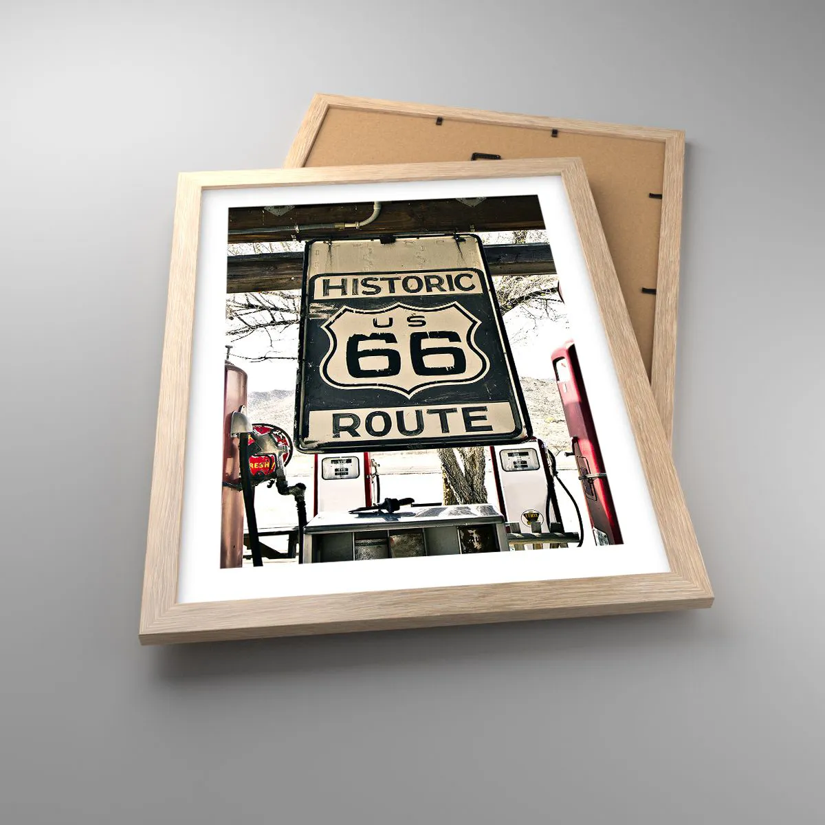 Poszter világos tölgy keretben - Amerikai retro utazás - 30x40 cm