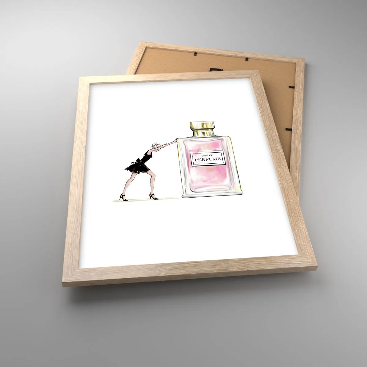 Plakat i ramme af lyst egetræ - Essensen af kvindelighed - 30x40 cm