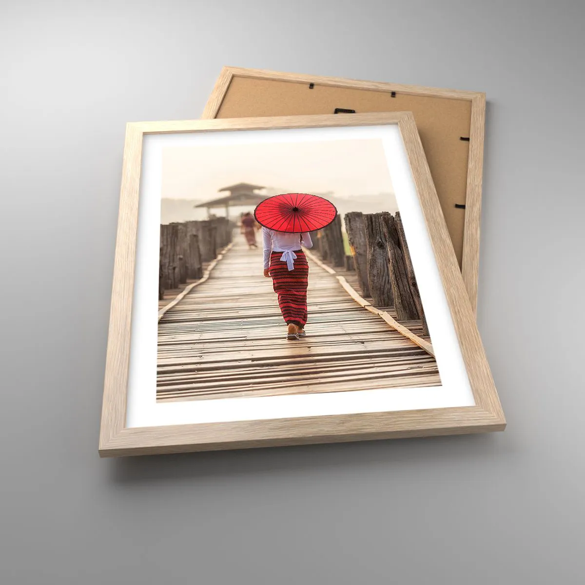 Poster in light oak frame - On an Old Bridge - 30x40 cm