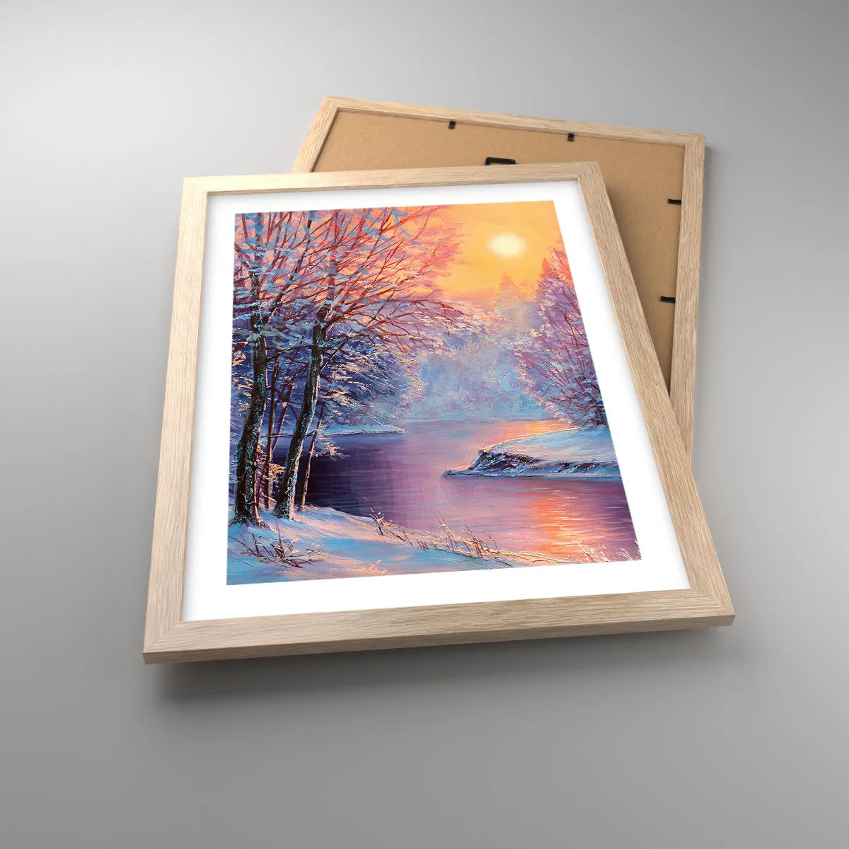 Plakat i ramme af lyst egetræ - Vinterens farver - 30x40 cm