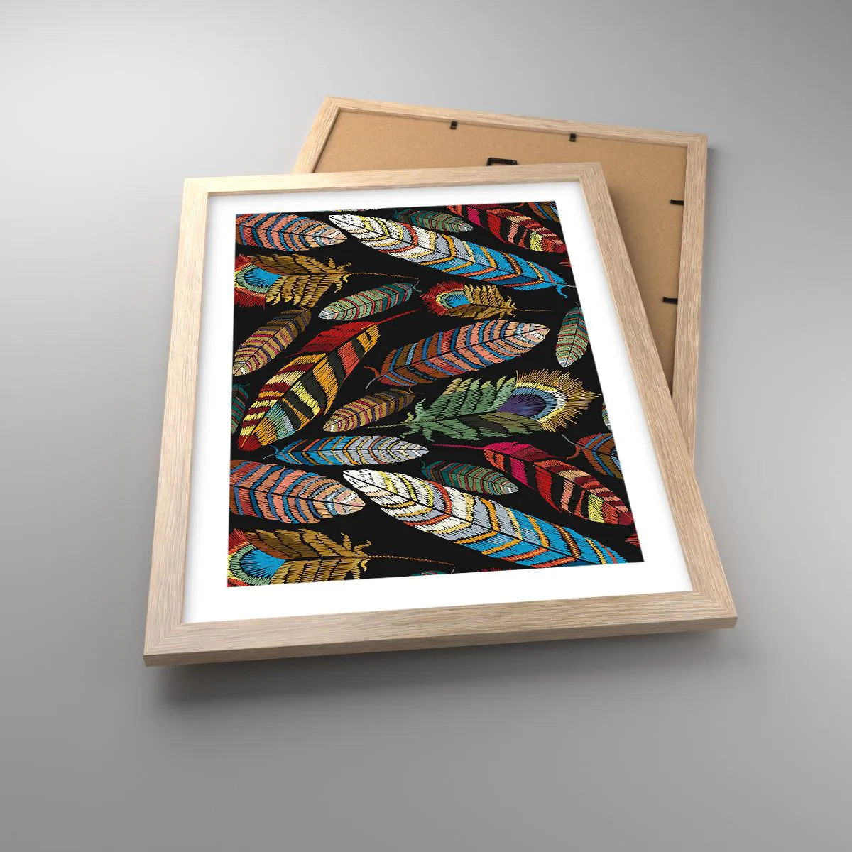 Affiche dans un chêne clair - Poster - Le carnaval des oiseaux - 30x40 cm