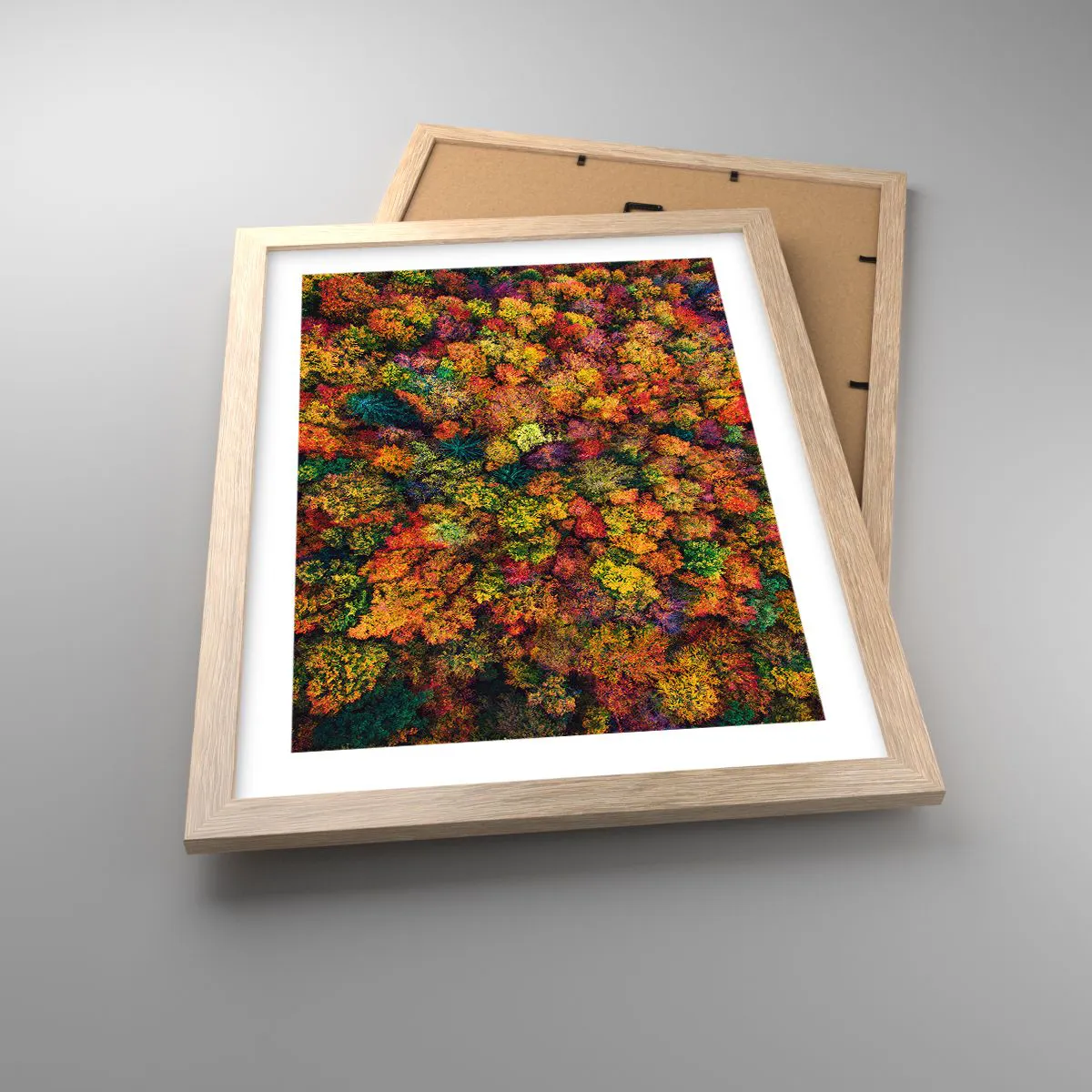 Plagát v ráme zo svetlého duba - Kytica jesenných stromov - 30x40 cm