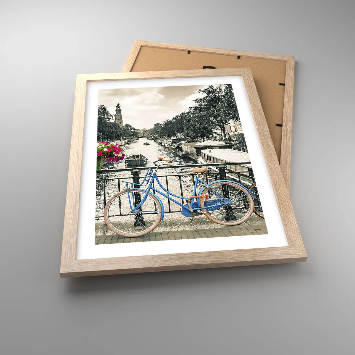 Affiche dans un chêne clair - Poster - Couleurs de rue d'Amsterdam - 30x40 cm