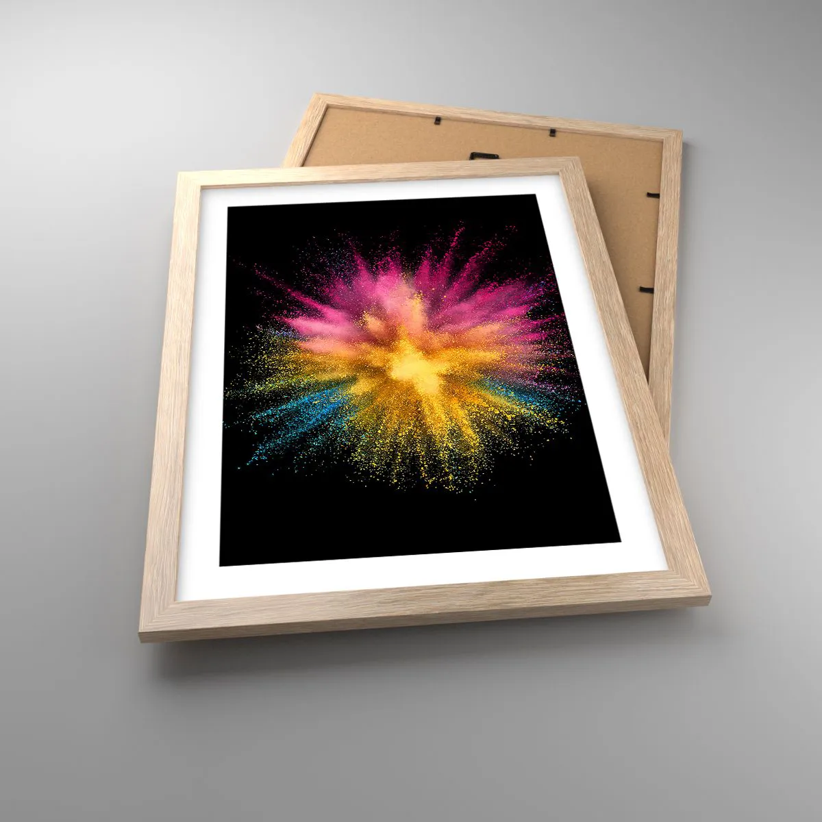 Plakát v rámu světlý dub - Zrození barev  - 30x40 cm