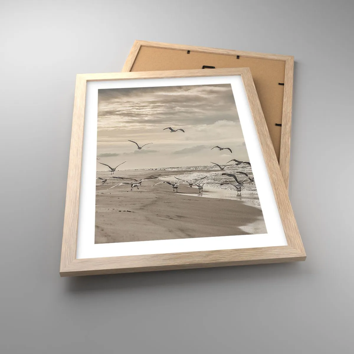 Affisch i ram av ljusek - Havets brus, fågelsång - 30x40 cm