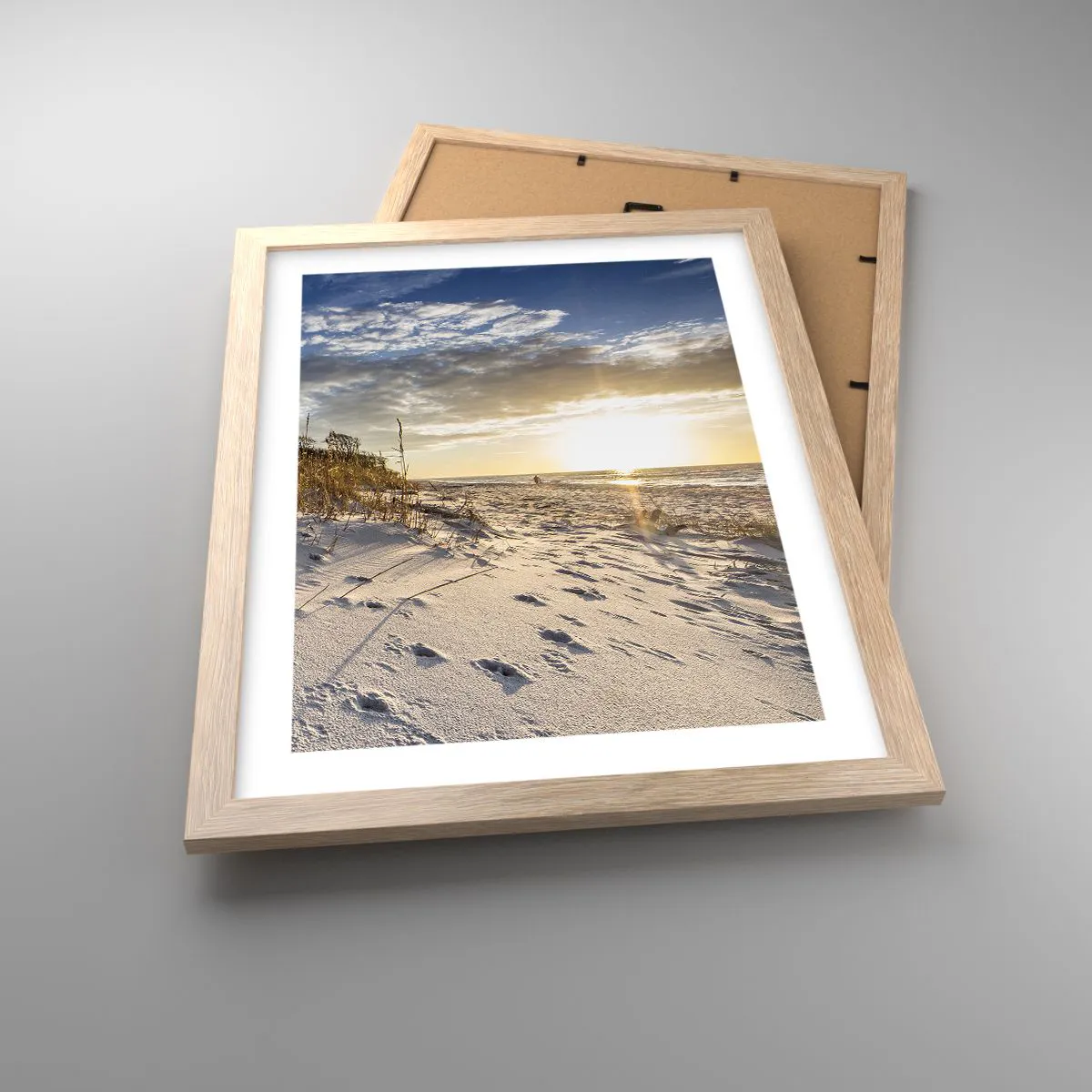 Poster in einem Rahmen aus heller Eiche - Einladung zu einem Spaziergang - 30x40 cm