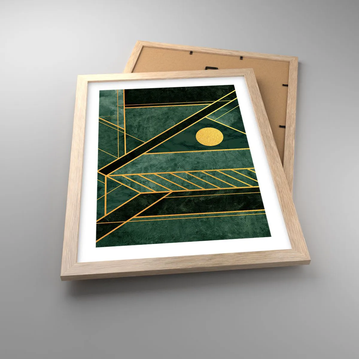 Poster în ramă de stejar deschis - Dinamica aurului și a azurului - 30x40 cm