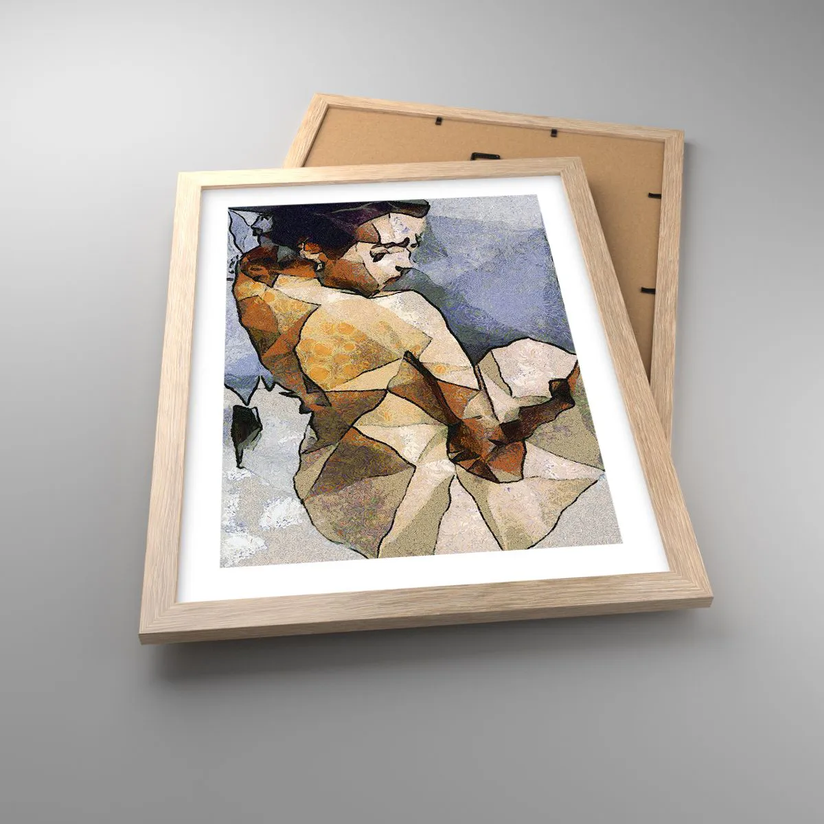 Plakat i ramme af lyst egetræ - I kubismens ånd - 30x40 cm