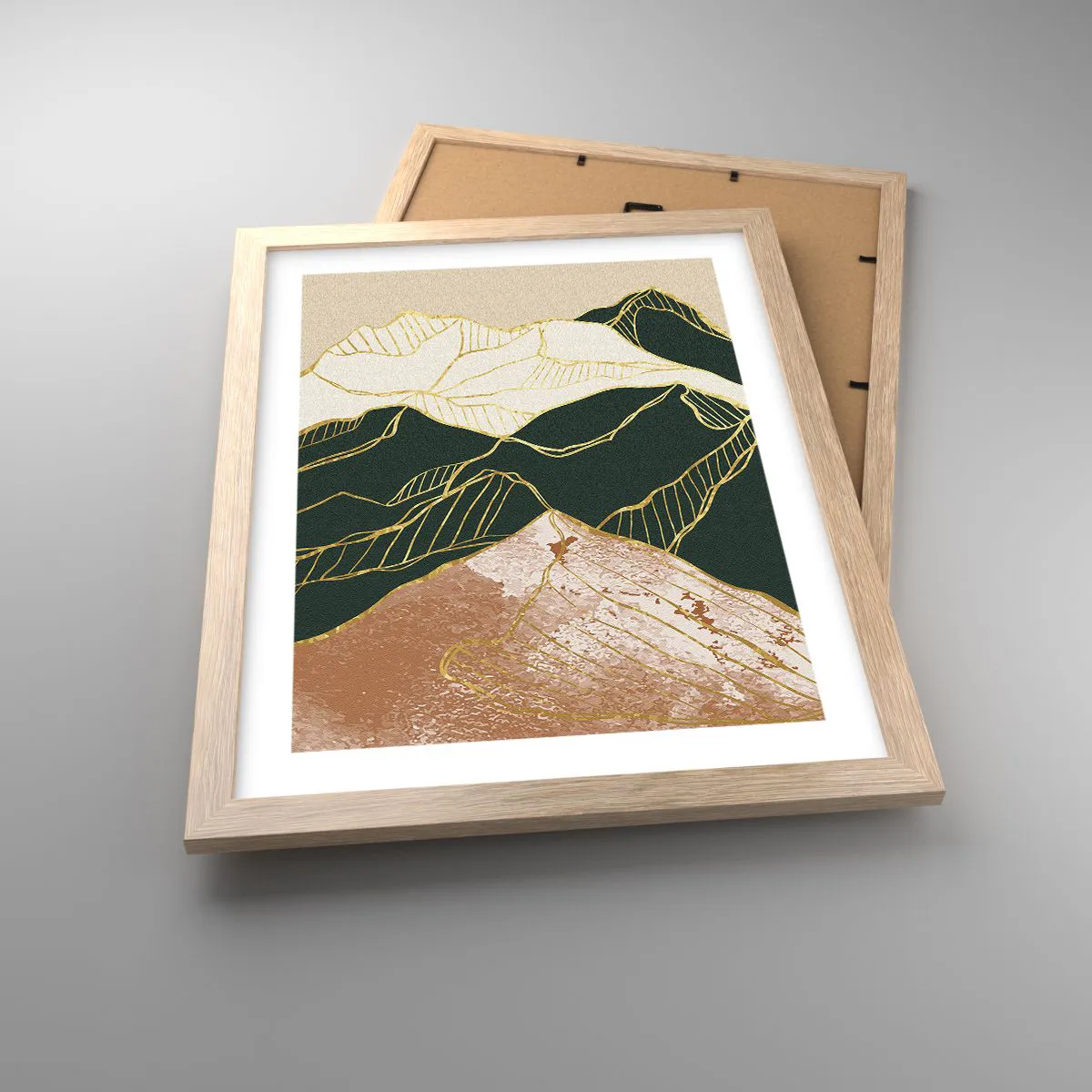 Poster in einem Rahmen aus heller Eiche - Goldene Spitzen - 30x40 cm