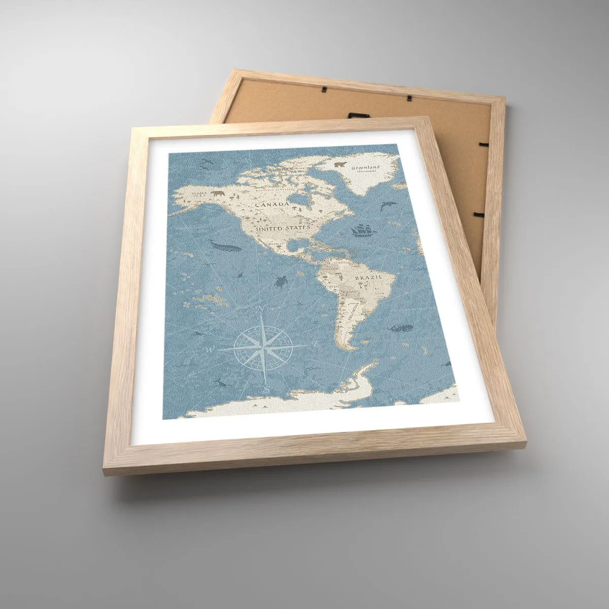 Plakat i ramme af lyst egetræ - En verden inden for rækkevidde - 30x40 cm