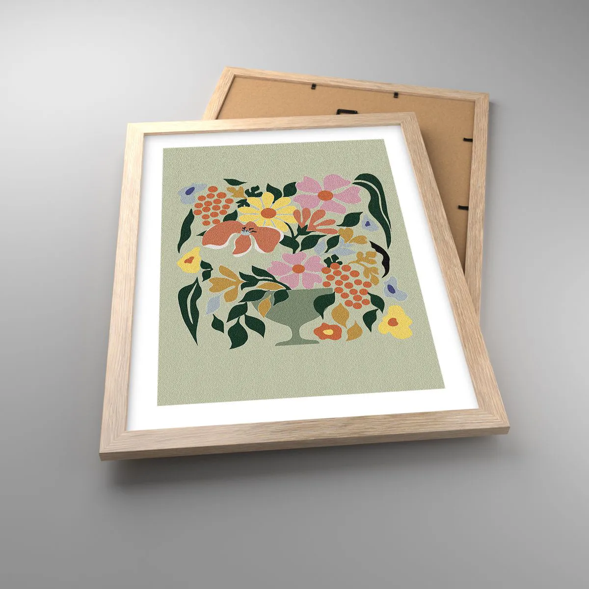 Pôster com moldura de carvalho claro - Um buquê cheio de vida - 30x40 cm