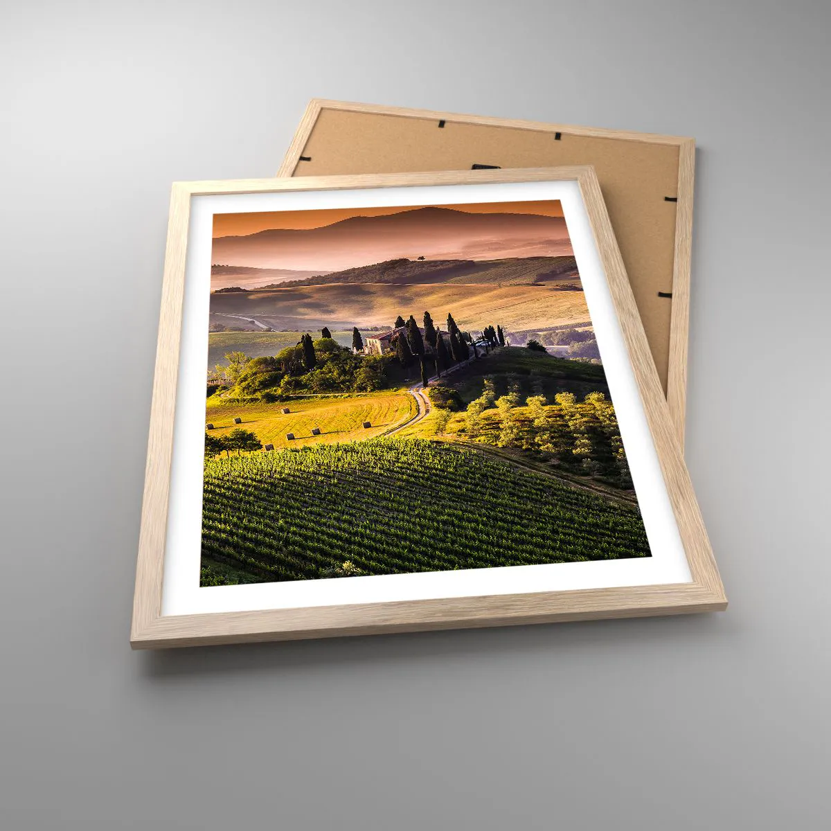 Póster en marco roble claro - Paisaje toscano - 40x50 cm