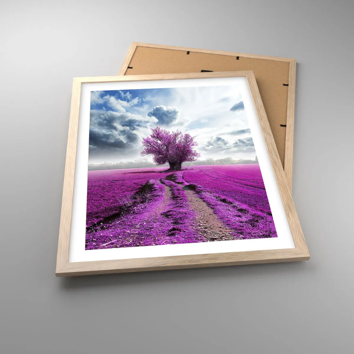 Plakat i ramme af lyst egetræ - Hedeslette - charmerende - 40x50 cm