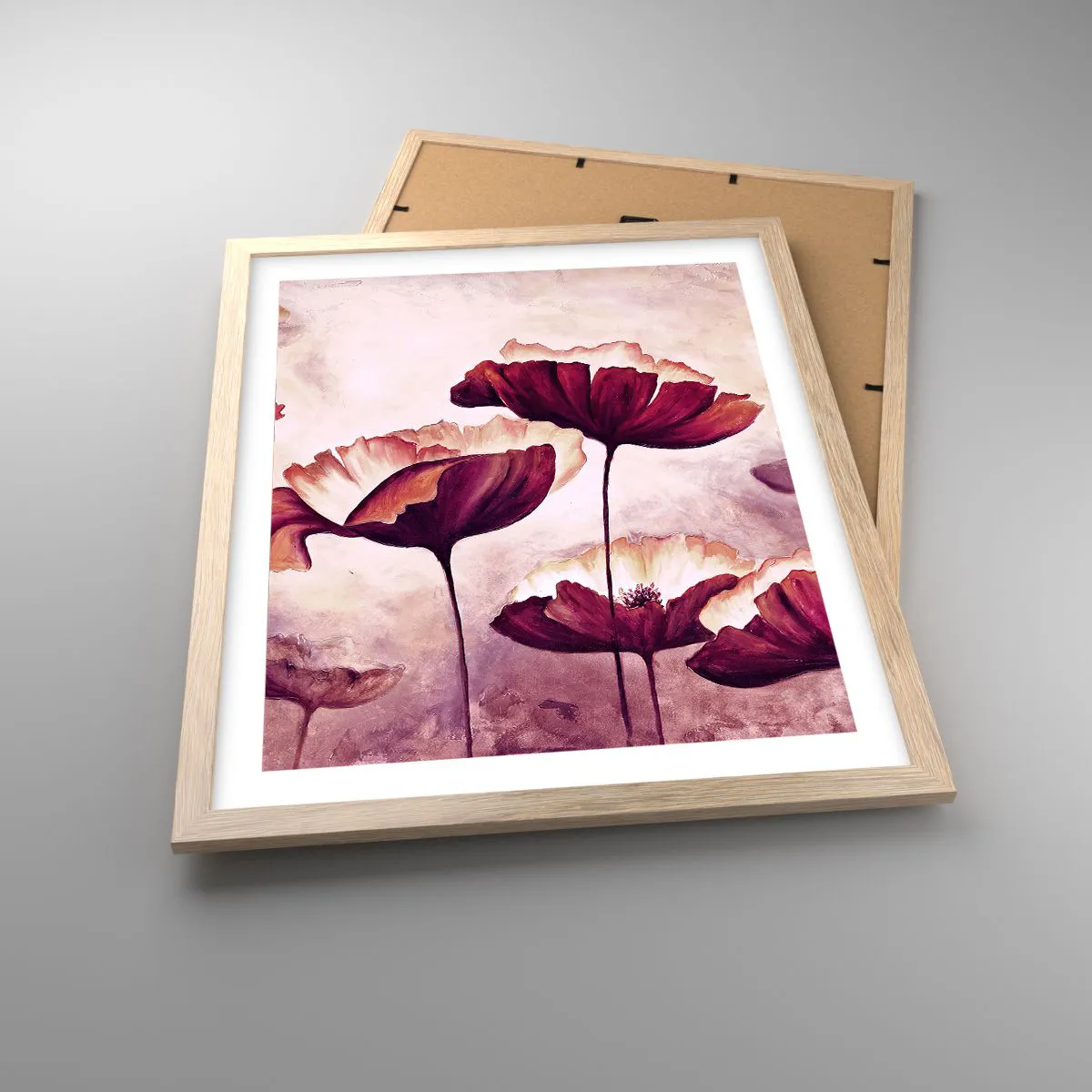 Plakát v rámu světlý dub - Červený a bílý plátek - 40x50 cm