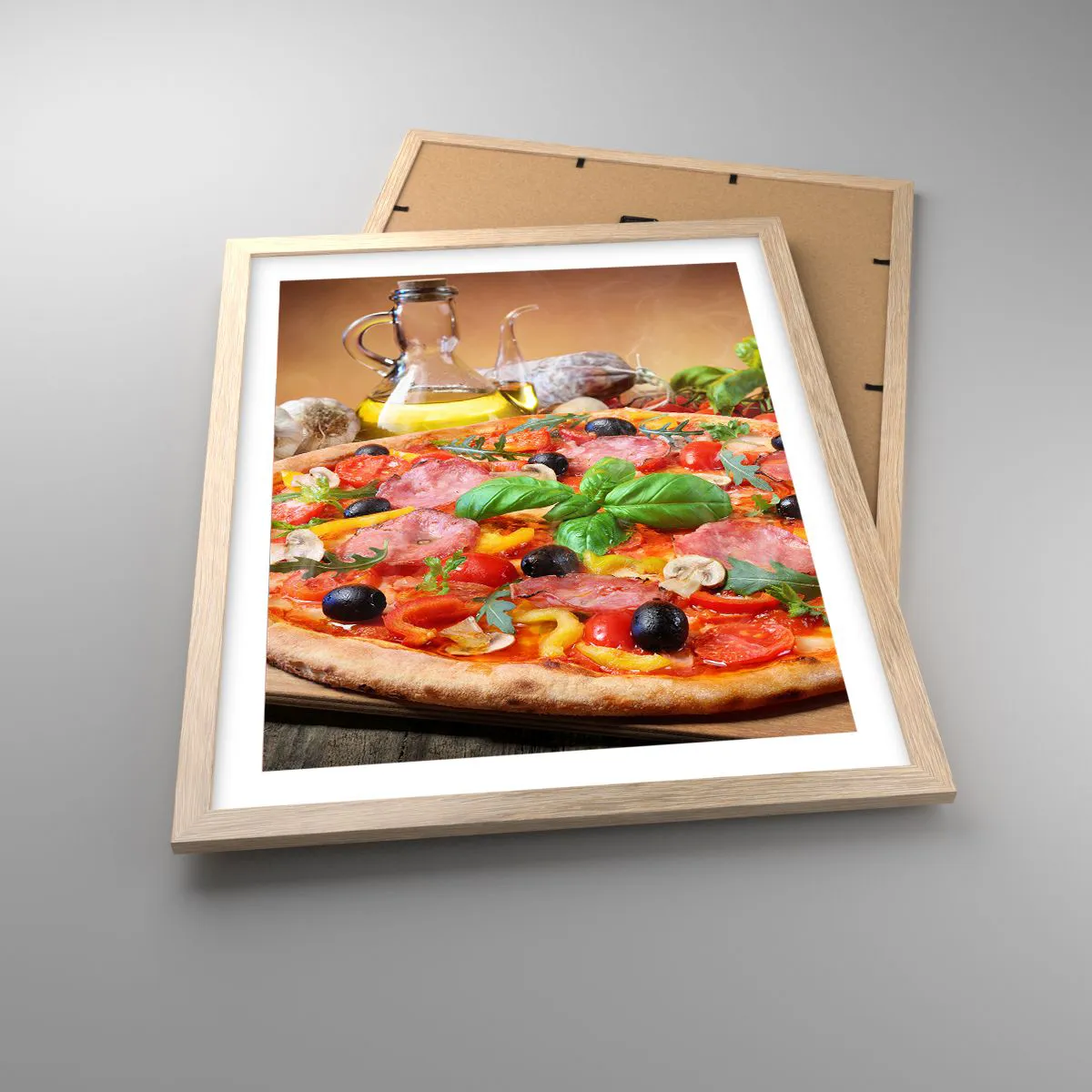 Affiche dans un chêne clair - Poster - Avec une vraie saveur italienne - 40x50 cm