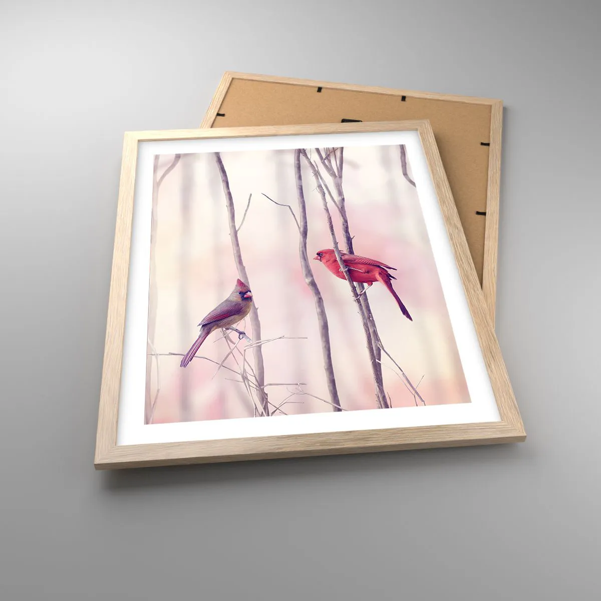 Poster in light oak frame - Tale of a Pink Forest - 40x50 cm