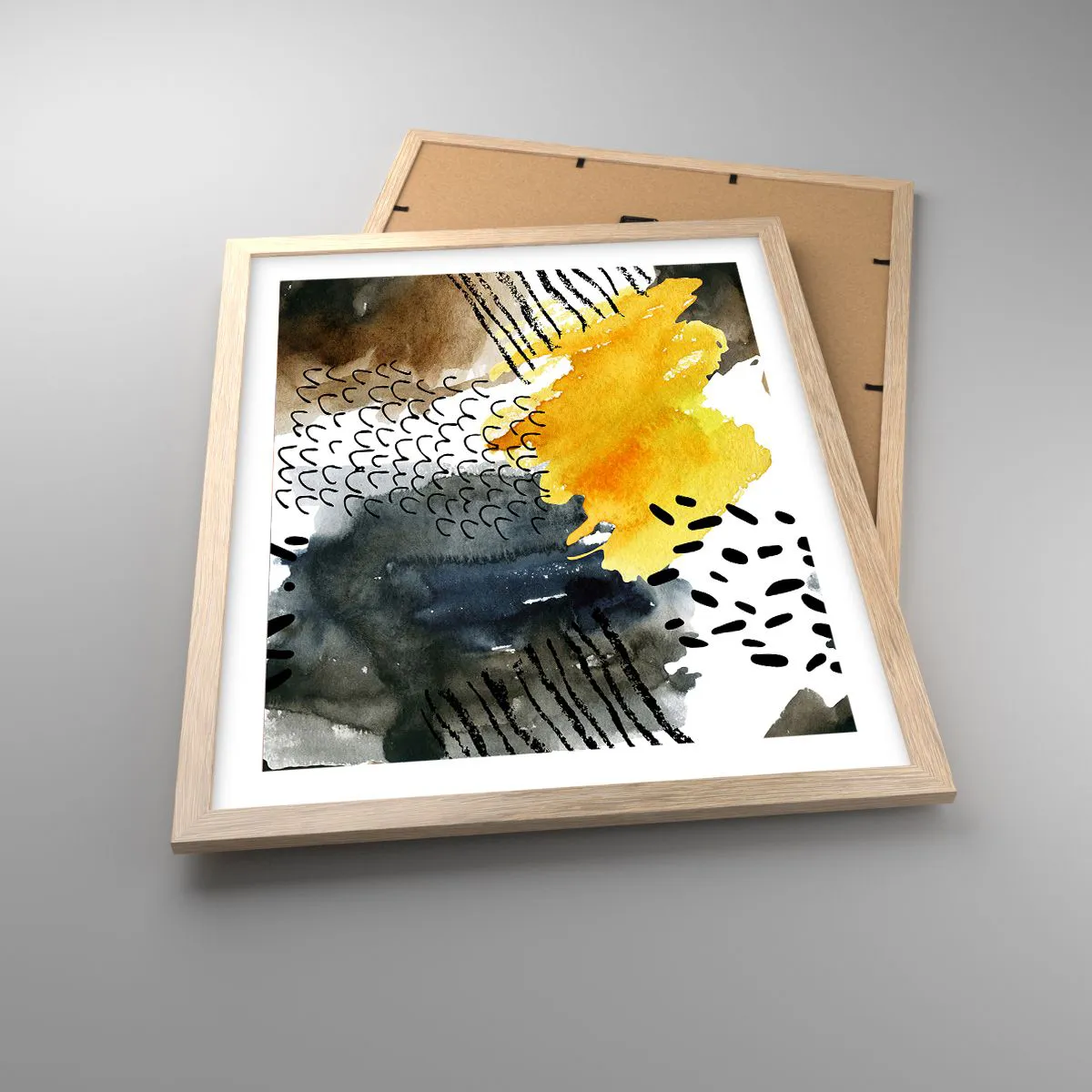 Póster en marco roble claro - Reunión de los elementos - 40x50 cm