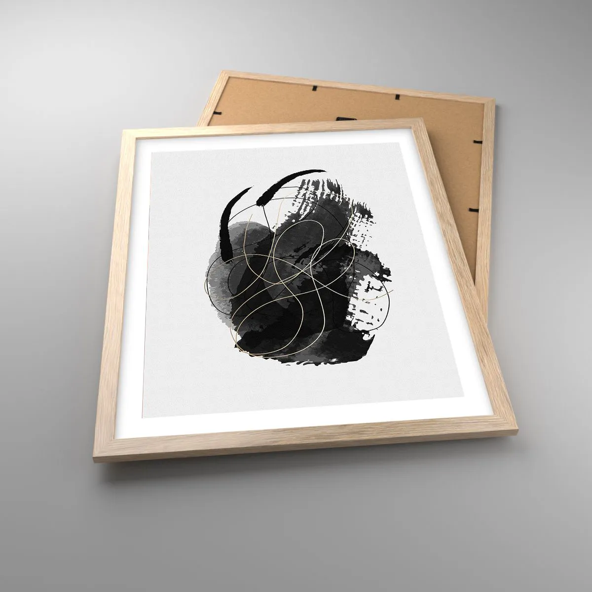 Plakat i ramme af lyst egetræ - Kom frem fra det sorte - 40x50 cm