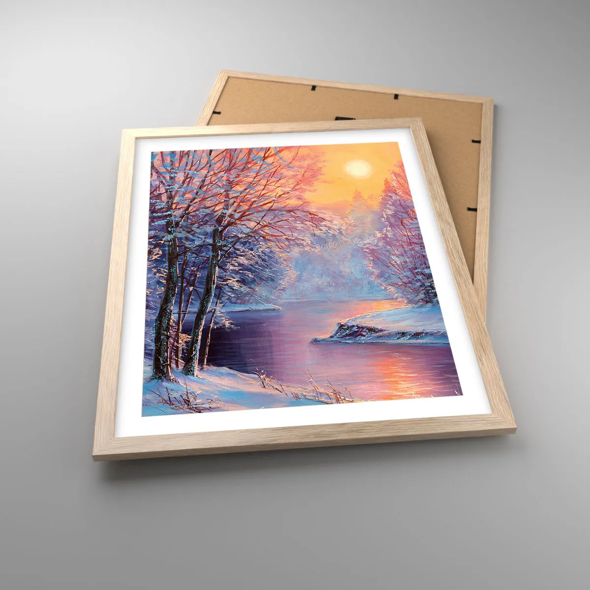 Plakat i ramme af lyst egetræ - Vinterens farver - 40x50 cm