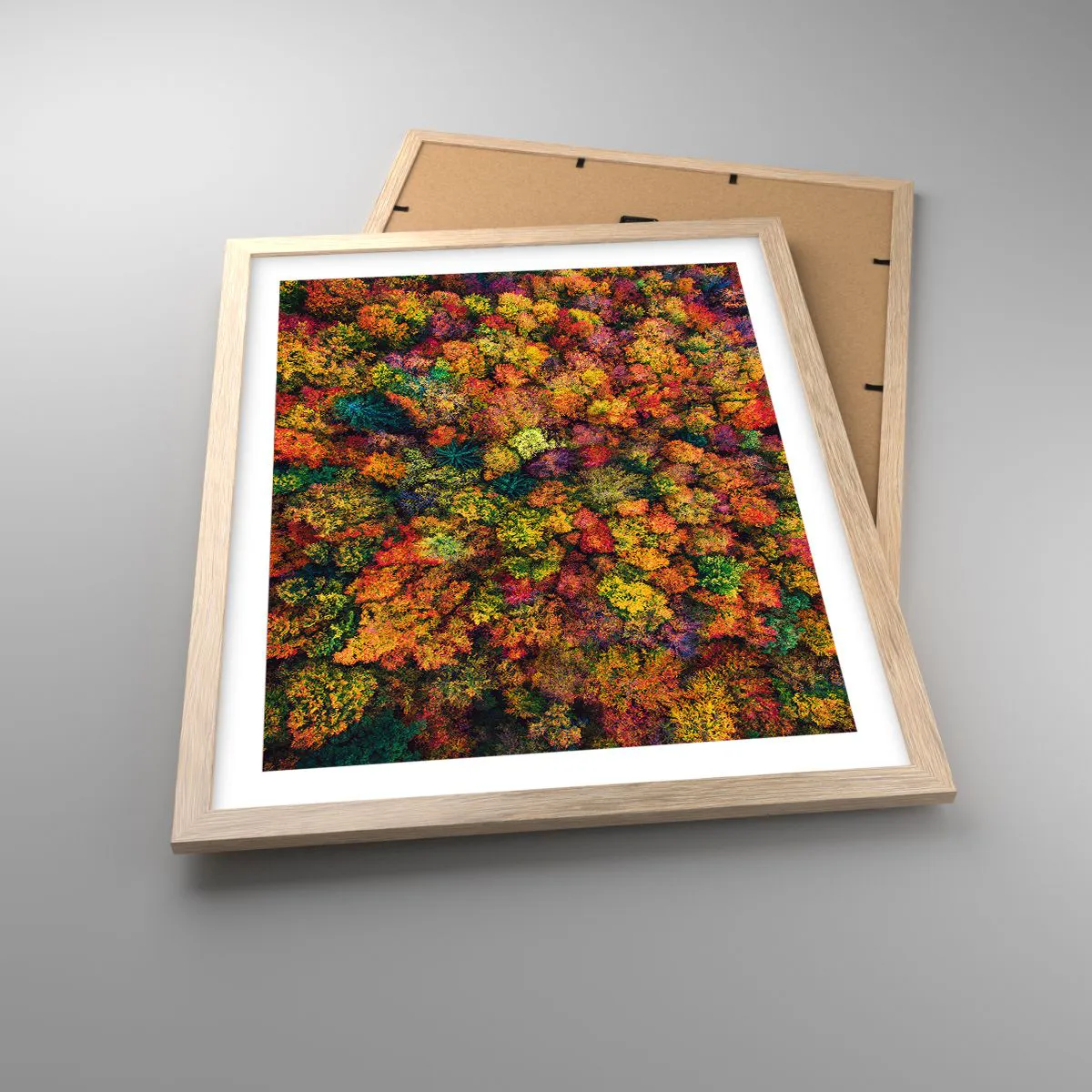 Poster in light oak frame - Bouquet of Autumn Flowers - 40x50 cm