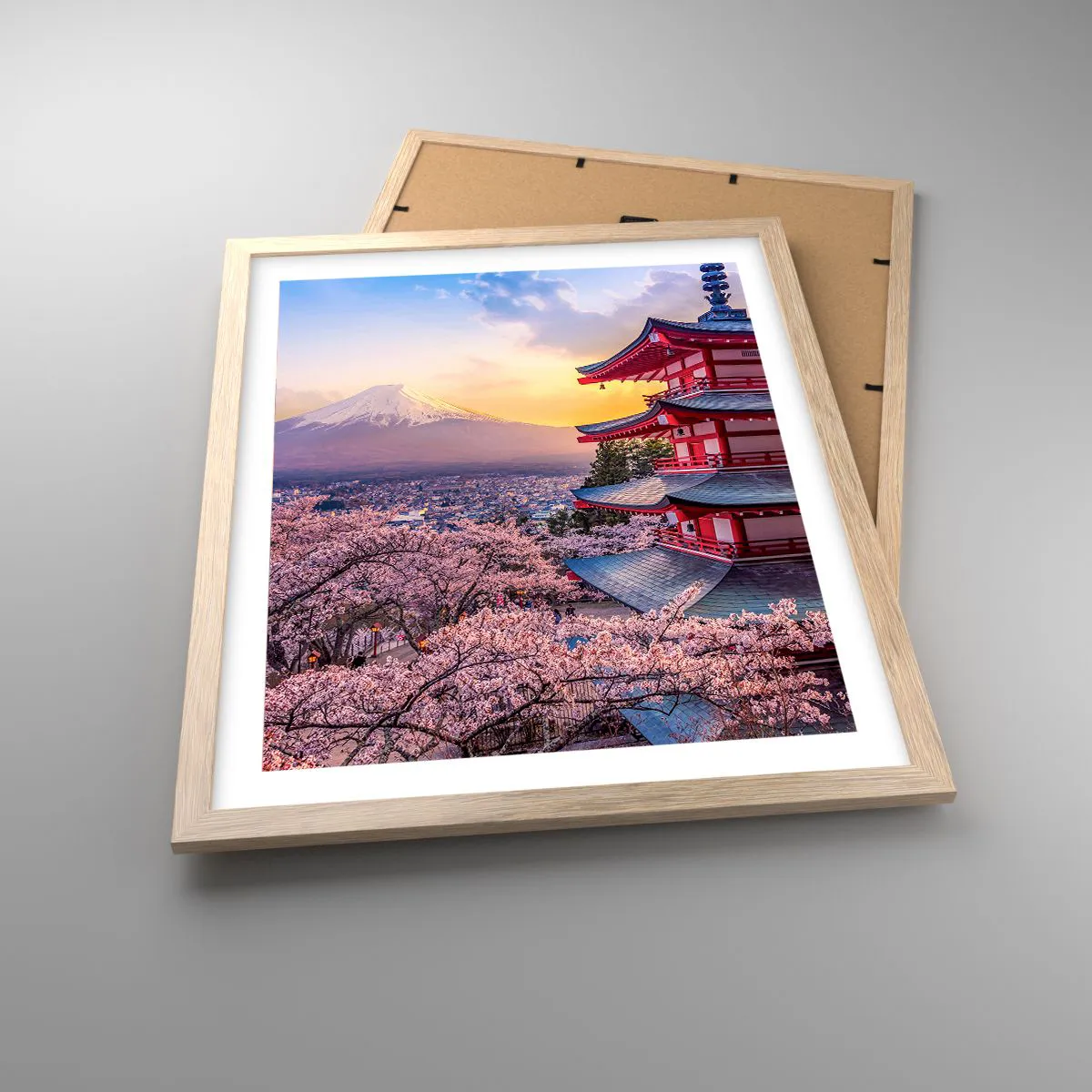 Plakat i ramme af lyst egetræ - Essensen af den japanske ånd - 40x50 cm