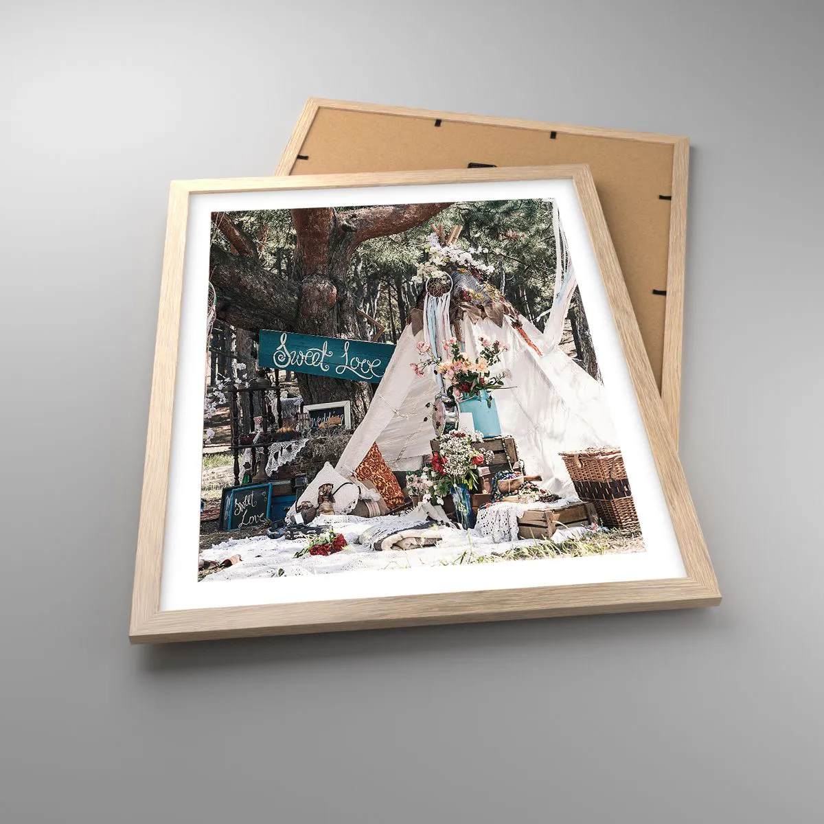 Poster in einem Rahmen aus heller Eiche - Liebe machen ... - 40x50 cm